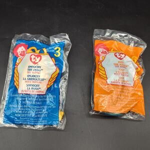 McDonalds TY Teenie Beanie Babies Lot Smootchy Frog Iggy Iguana Sealed